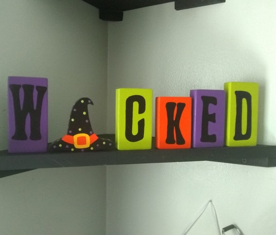 HALLOWEEN WICKED BLOCKS - Halloween Home Decor, Halloween Decorations, Fall Decor, Witch Decor, Halloween Blocks, Fall Wood Sign