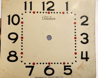 Telechron Inc Ashland Mass Rectangular Clock Cardboard and Tin Face Dial 5.25 x 4.5"