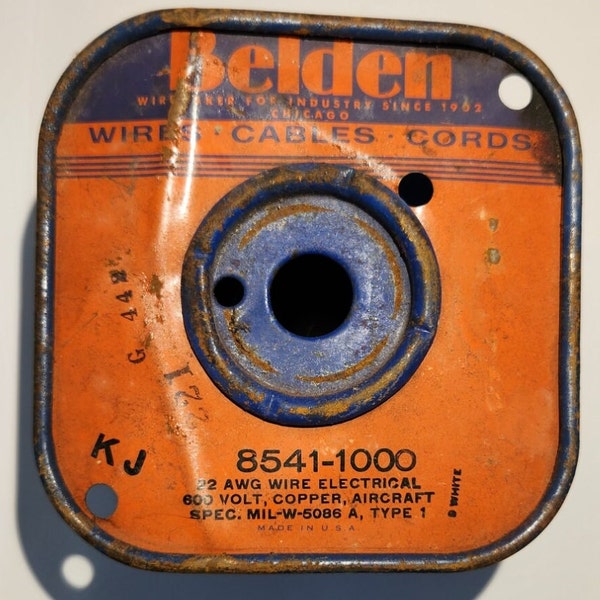 BELDEN Wires Cables Cord Spool with some product 8541-1000 22 AWG 600 Volt Copper Aircraft Spec Mil-W-5086 A Type 1