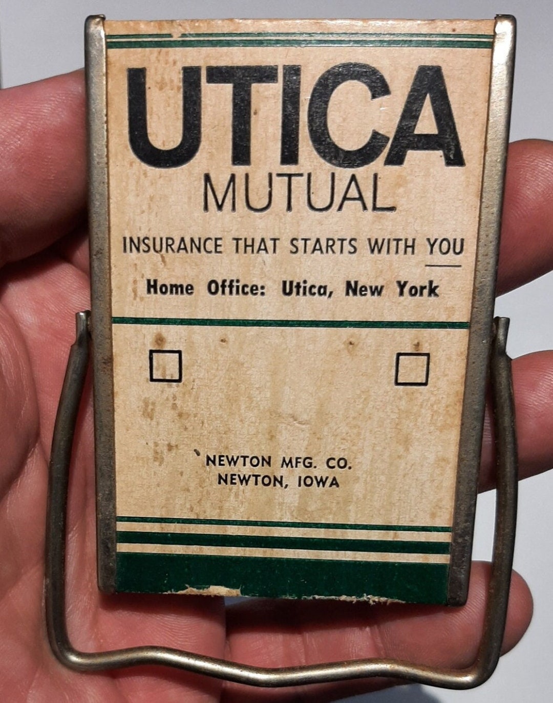 Utica Mutual Insurance Newtown Iowa Desk Sign Mirror Etsy