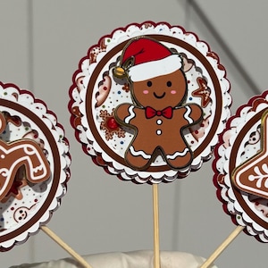 Gingerbread Theme Cupcake Toppers (3D)