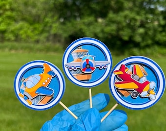 Airplane Cupcake Toppers, Airplane Birthday Party Decor, Pilot Birthday Cupcake Decorations, Aviation Party, Travel Theme Party