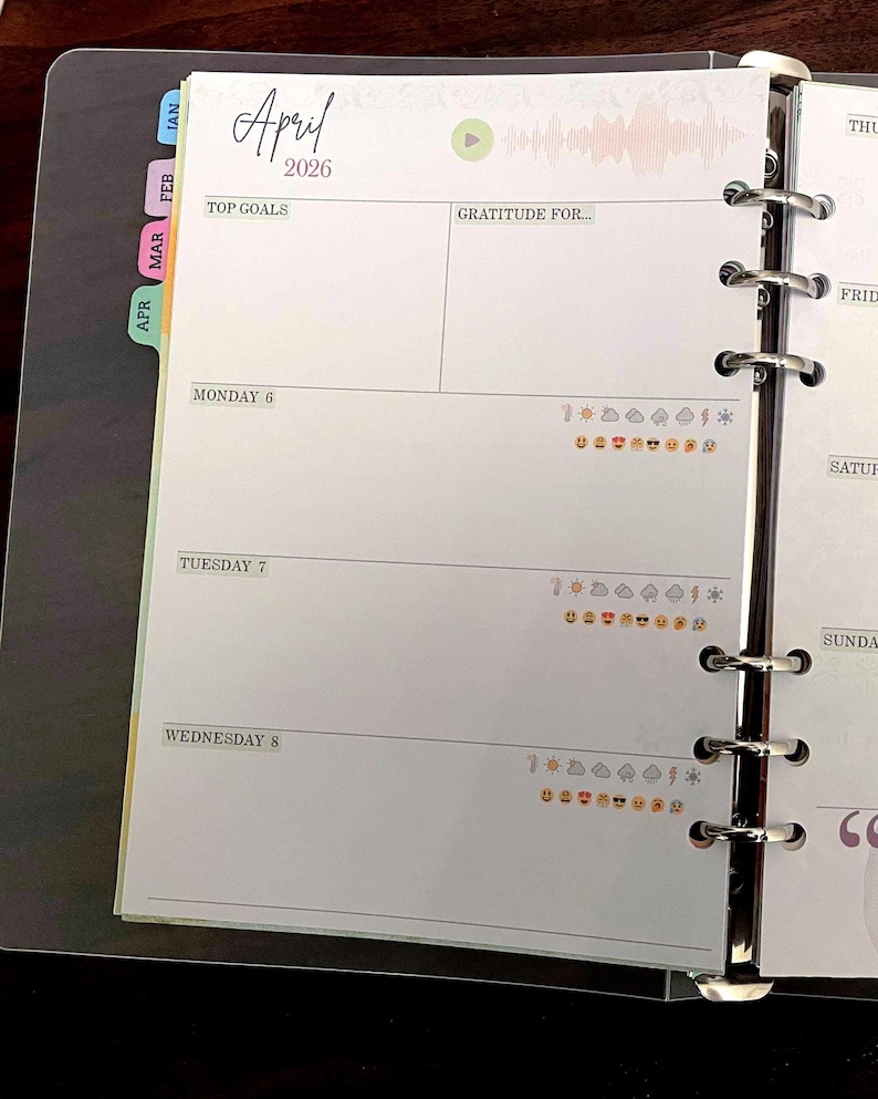 Insertos para agenda diaria A5 / Agenda semanal y mensual 2026 / Agenda anual con presupuesto, calendario e inserto para seguimiento de hábitos. imagen 1