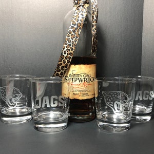 Jacksonville Jaguars Hand Etched Glasses (Set of 4)