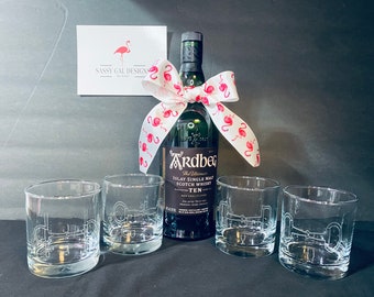 Hand Etched Bridle Bit Glasses (Set of 4)