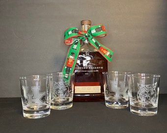 University of Kentucky Wildcats Hand Etched Glasses (Set of 4)