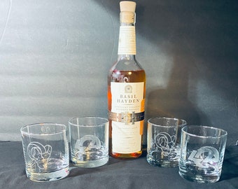 LA Rams hand etched glasses (Set of 4) Old and New Logo Available