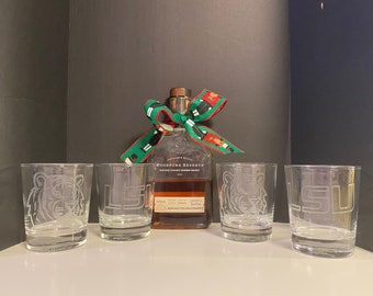 LSU Tigers Hand Etched Glasses