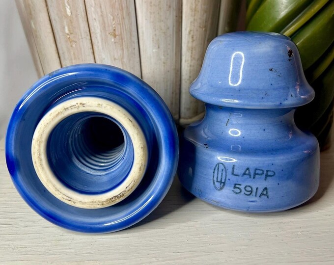 Rare Blue Vintage Lapp Insulator Set Ceramic Insulator 591A
