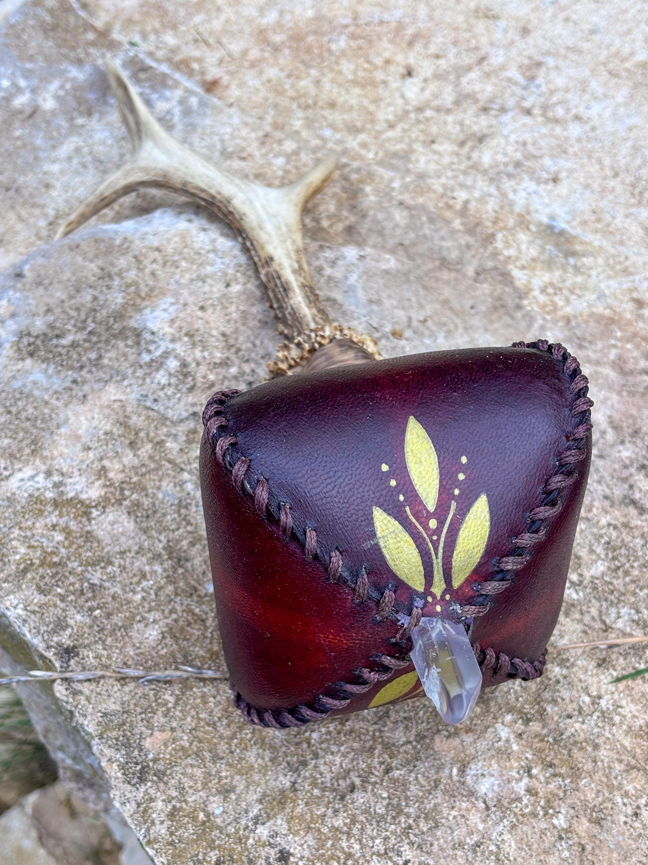 Antler Rattle Large Shaman Rattle: Goat Skin, Deer Antler, Clear Quartz Point ...
