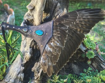 Healers Wing,25" Large Hawk Wing,Sacred Hawk,Ritual Smudge Fan,Chrysocolla,Nordic,Hawk Totem,Ceremony,Ethically Sourced