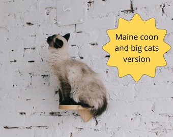 Wall big cat steps set of 10 pieces, Maine coon shelves with carpet or sisal rope, pet wooden modern furniture, cat lover new home gift
