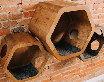 Kattenmuur binnenhuis, thuisplanken voor muur in minimalistische zeshoek en honingraatstijl, grotmeubelpost, kattenliefhebber nieuw huiscadeau