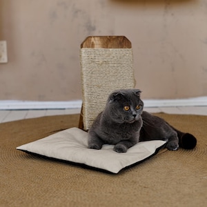 Holz Katzenmöbel, Sisal Seil Boden Katzenkratzbaum mit Spielzeug, Katzenkratzer, Katzenspielzeug, Geschenk für Haustier