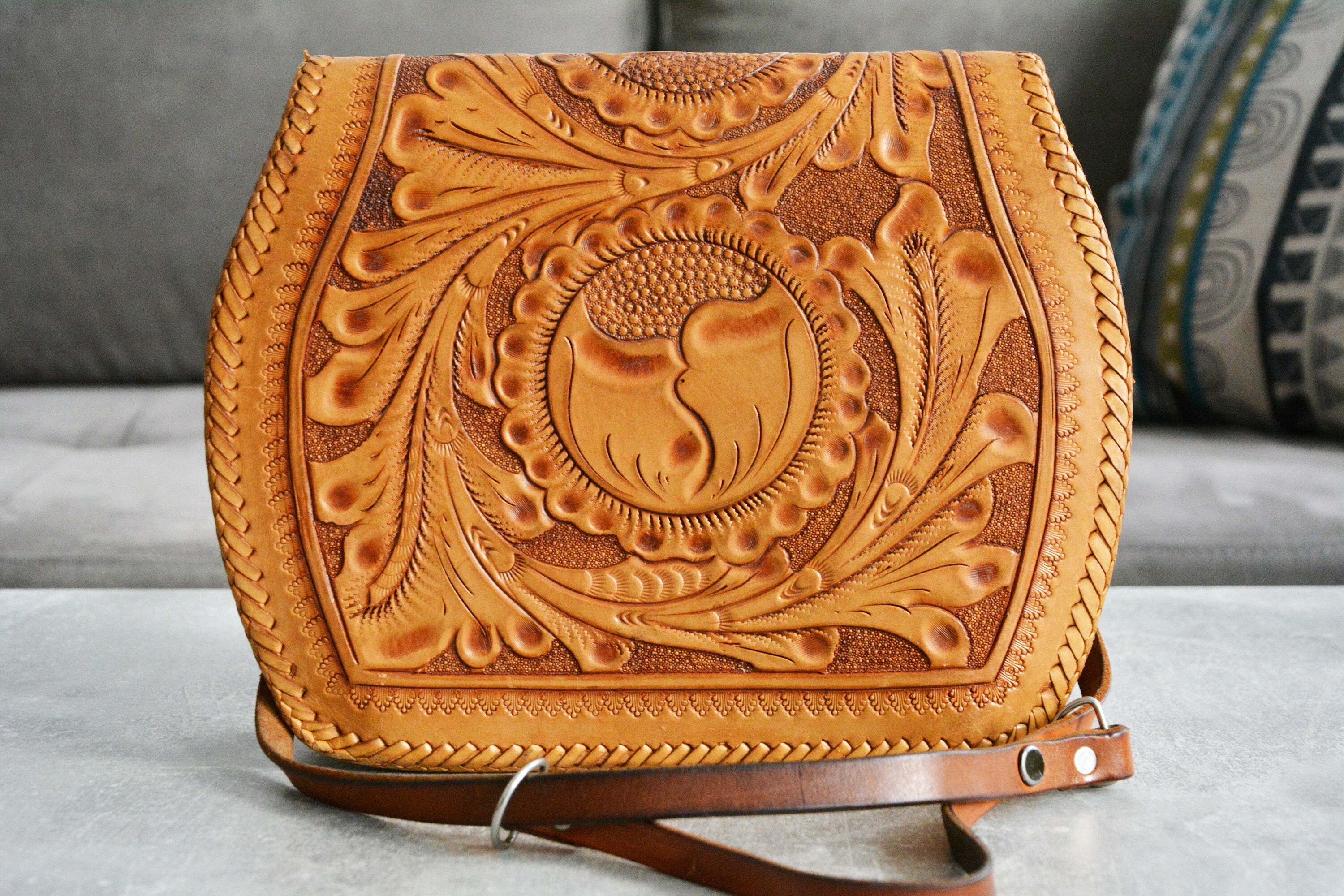 1960s Cross Body Shoulder Wood Bag
