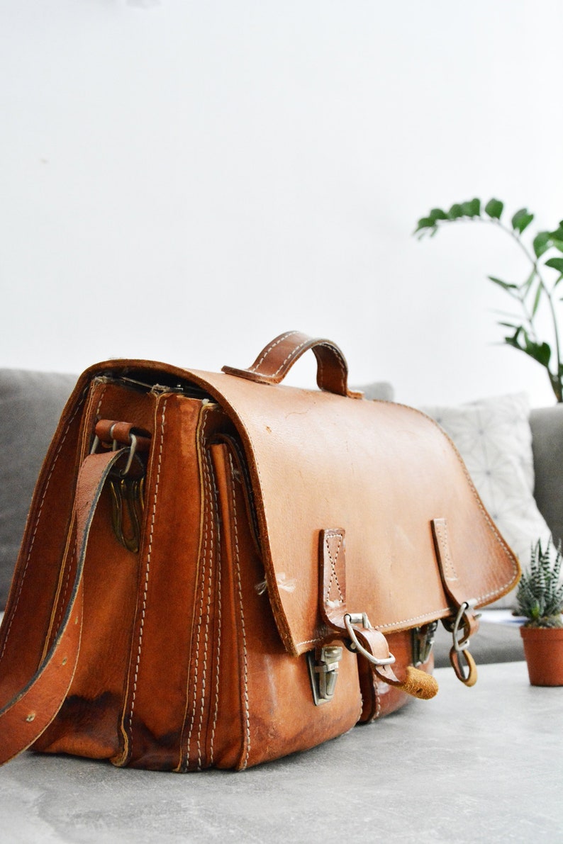 old leather satchel