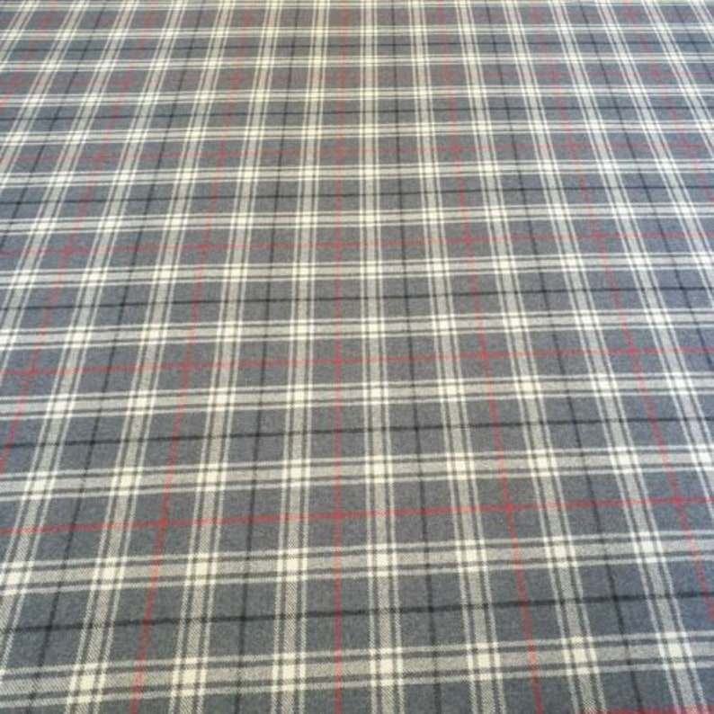 100 Yorkshire Wool Nautical Blue Check Tartan Curtain Craft Fabric 2.3