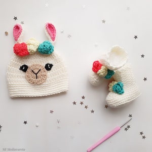 CROCHET PATTERN in english. Llama crochet baby hat. Llama crochet baby boots. Call crochet. Crochet alpaca. Set called crochet for baby. PDF.