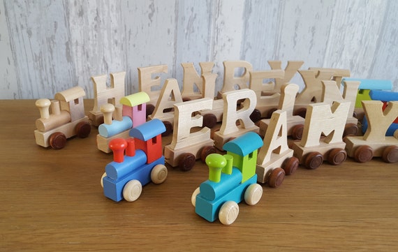 personalised wooden name train