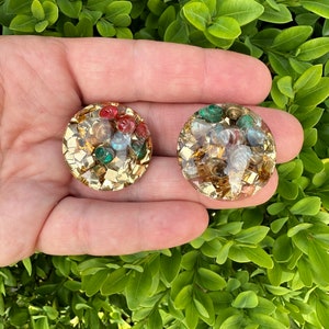 Vintage Beautiful Lucite Shell confetti Clip On Earrings