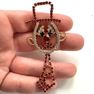 Vintage Jewelry Brooch Adorable Rhinestone Clown Pin
