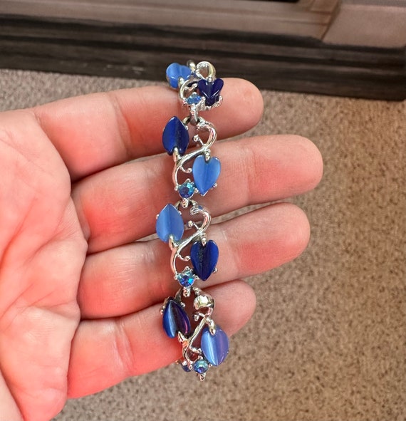 Vintage Beautiful Bracelet Blue Thermoset Rhinest… - image 4