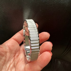 Vintage Crown Trifari Bangle Bracelet: Signed Silver Tone, 7.5”