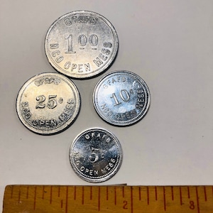 Vintage Grand Forks Air Force Tokens: ND Aluminum Set of 4