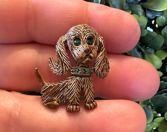 ヴィンテージジュエリーブローチ、ジェリーの子犬のラインストーンピン