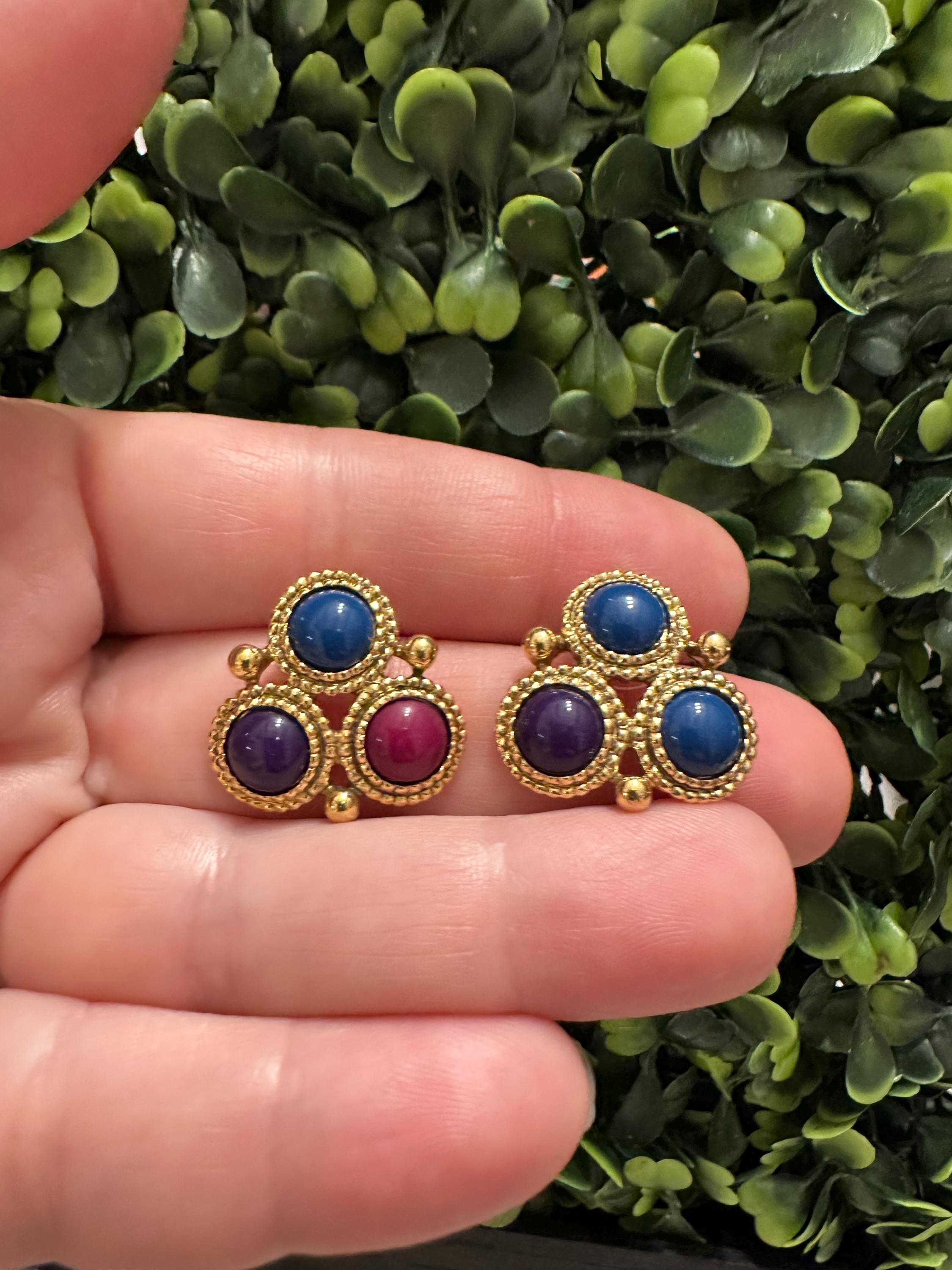 ヴィンテージ 1928 マルチカラー ゴールドトーン ピアス - Etsy 日本