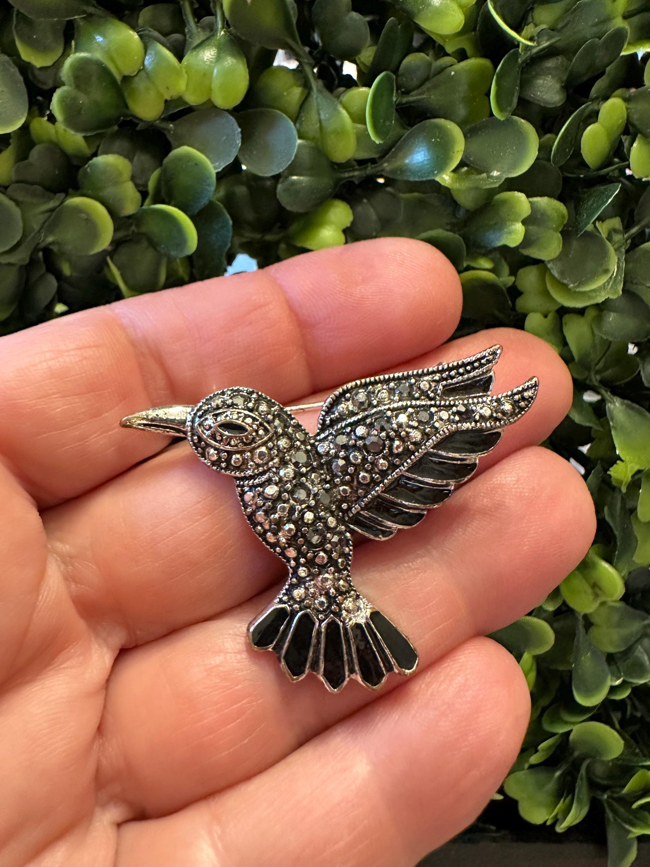 BU41 鳥 ジェリー ビーン ラインストーン エナメル アート ブローチ