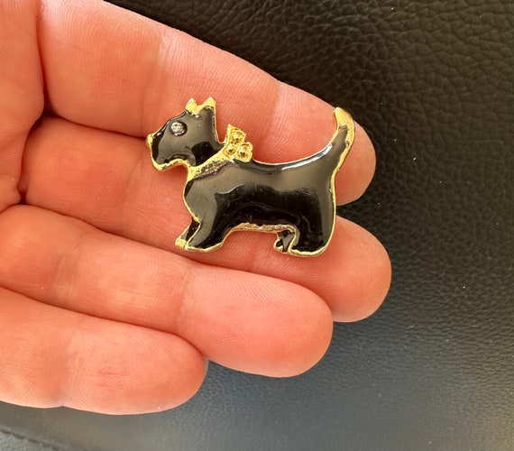 Vintage Jewelry Brooch Adorable Scottie Dog Black… - image 1