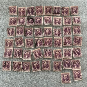 50 1932 George Washington Purple Stamps Vintage Decor