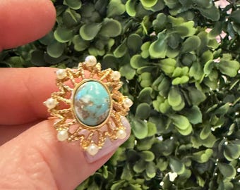 Vintage smycken signerad Sarah Coventry justerbar guldfärgad ring