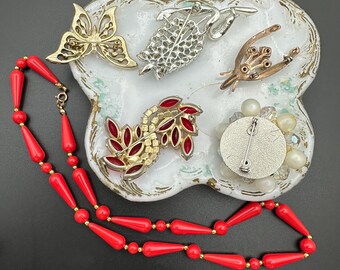 Broche fantaisie vintage à réparer - Accessoire rétro à