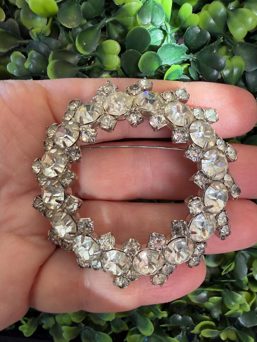 Vintage Beautiful Rhinestone Silver Tone Pin - Etsy