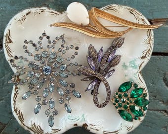 Vintage Broken Rhinestone Brooch Repair Component