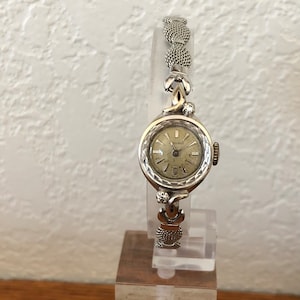 Vintage Longines 14k White Gold Ladies Watch Diamonds 17 Jewel Swiss Working