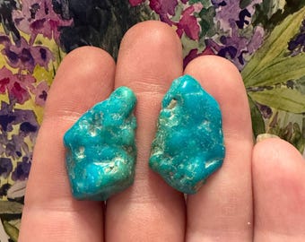 Preciosos pendientes vintage de turquesa con cierre de rosca en tono plateado.