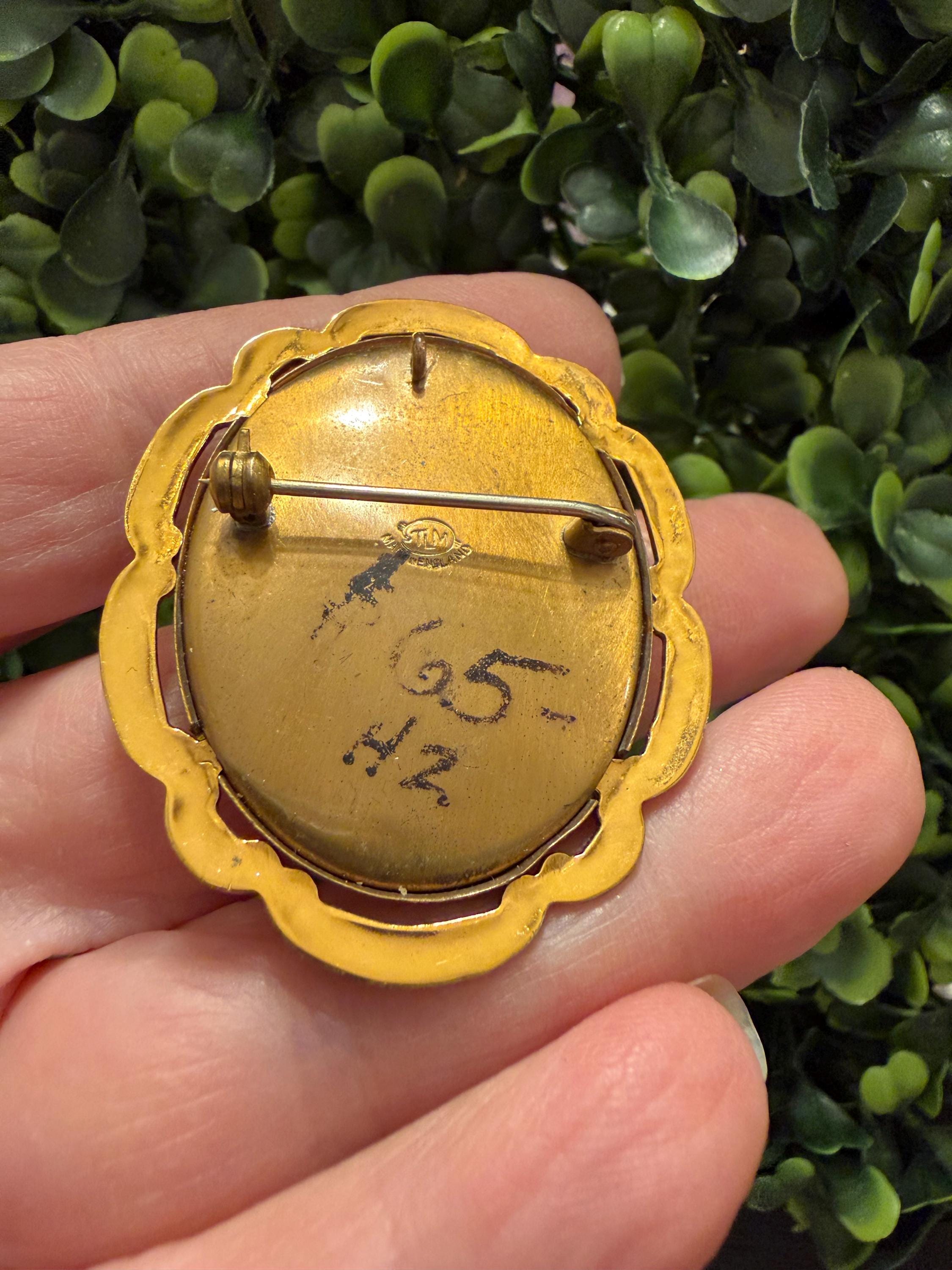 ヴィンテージジュエリーブローチ 美しいビクトリア朝時代の手描き磁器