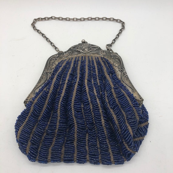 Vintage Antique Art Deco Nouveau Beaded Purse w L… - image 1