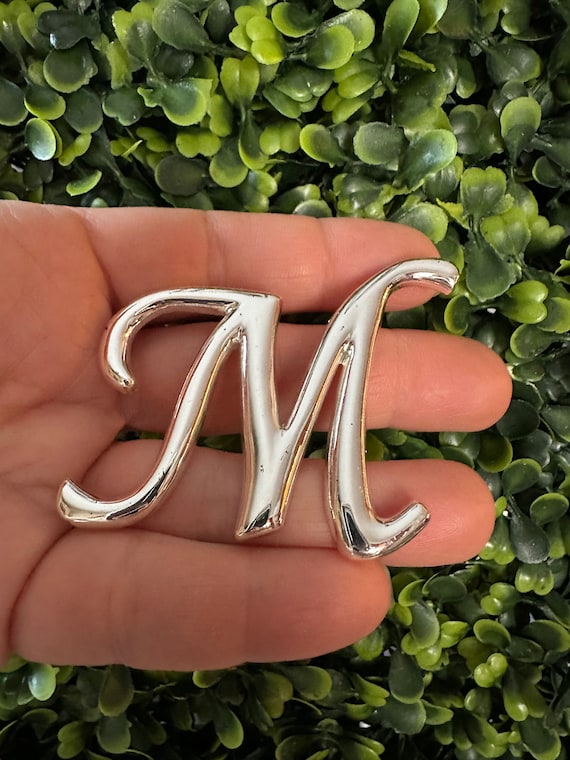 Vintage Jewelry Brooch Monogram Initial M Silver … - image 1