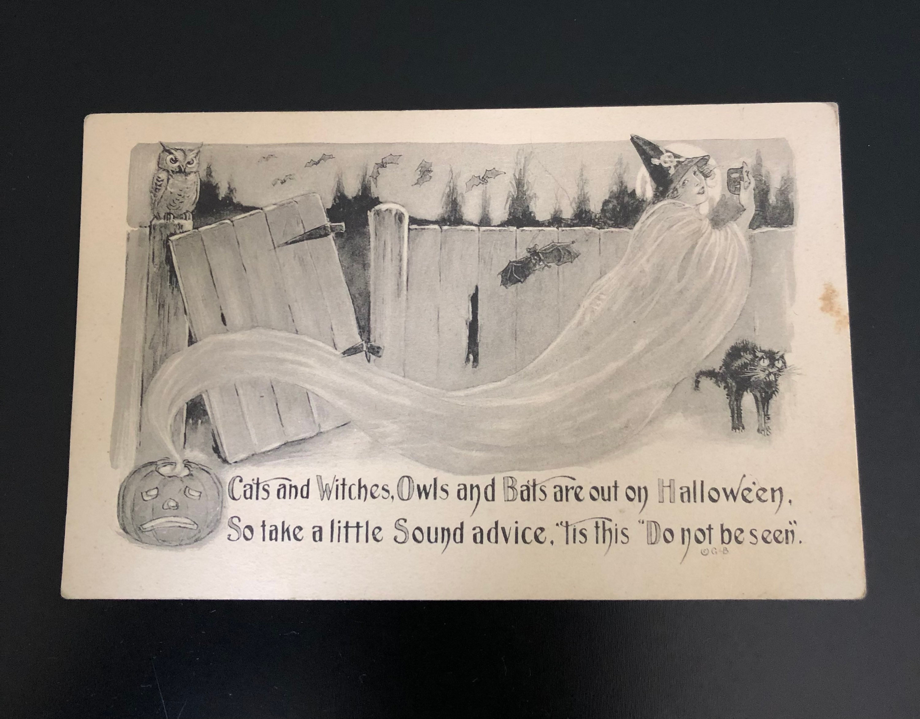 Dibujo De Halloween En Una Arta Postal de halloween - Etsy México