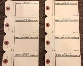 Vintage Property of Great Northern Railroad Tags Supply Lot of 8