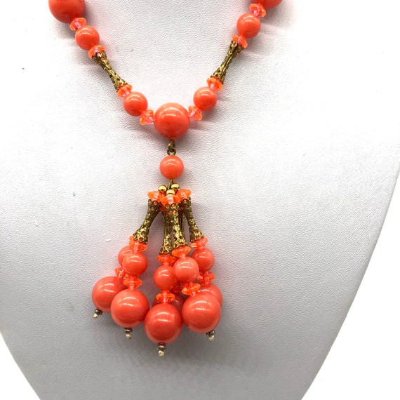 Vintage Coral Plastic 28” Necklace - image 6