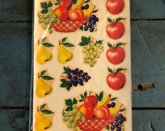 Vintage Fruit Transfer Decals Pears Grapes Apples