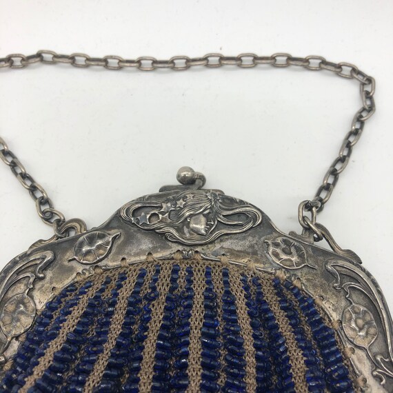 Vintage Antique Art Deco Nouveau Beaded Purse w L… - image 2