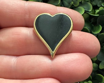 Vintage Jewelry Brooch Beautiful Signed Sarah Coventry Black Enamel Heart Gold Tone Pin