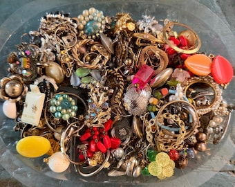 Vintage Broken Rhinestone Single Earring Repair Component Lot