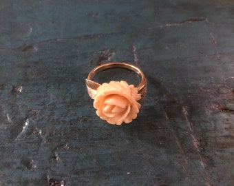 vintage 14k Gold Carved Rose Flower Fine Jewelry Bague Taille 5.75